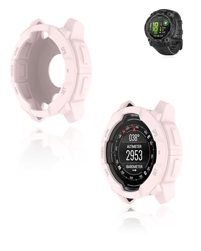 (2 Pack) Hülle für Garmin Instinct 3 45mm Smartwatch, Silikon Schutzhülle Case Cover Shell, Sturzfest und Kratzfest Cover Frame Shell, Rosa von Generisch
