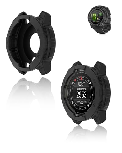 (2 Pack) Hülle für Garmin Instinct 3 45mm Smartwatch, Silikon Schutzhülle Case Cover Shell Sturzfest und Kratzfest Cover Frame Shell Schwarz von Generisch
