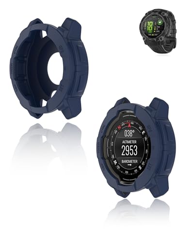 (2 Pack) Hülle für Garmin Instinct 3 50mm Smartwatch, Silikon Schutzhülle Cover Shell Sturzfest und Kratzfest Cover Frame Shell Blau von Generisch
