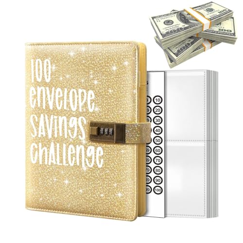 100 Envelope Saving Challenge, Saving Challenge For Budget Planner, Financial Planner Cash Stuffing Household Book With Money Compartment Budget Planner Savings Book With Films For Sinking Funds von Generisch