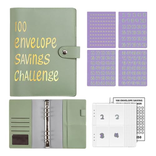 100 Envelope Saving Challenge | Geldspar-Challenge-Ordner mit 100 Umschlägen | Geldumschläge Budget Planner mit Umschlägen und Challenge-Tracker, 5.050 $ zu sparen, Planungsbuch von Generisch