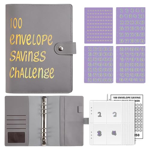 100 Envelope Saving Challenge | Geldspar-Challenge-Ordner mit 100 Umschlägen | Geldumschläge Budget Planner mit Umschlägen und Challenge-Tracker, 5.050 $ zu sparen, Planungsbuch von Generisch