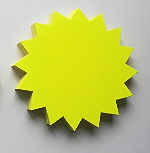 100 Rund -Sterne - 15 cm Durchmesser Preisschilder aus Neon Karton leuchtgelb 380g/qm Preisauszeichnung von Generisch