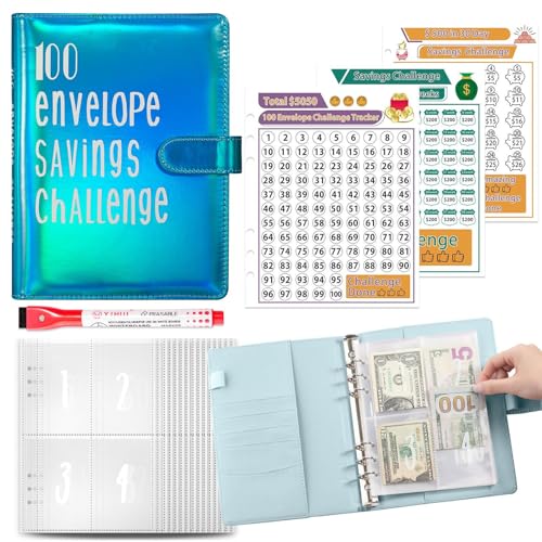 100 Umschläge, lustiges Geldsparbuch, 24 x 18,5 cm, Geldumschläge, Budget-Organizer mit Tracker, perfekt für persönliche Finanzen und Zielsetzung 100 Umschläge, lustiges Geldsparbuch, 24 x 18,5 cm, Geldumschläge, Budget-Organizer mit Tracker, perfekt für persönliche Finanzen und Zielsetzung von Generisch