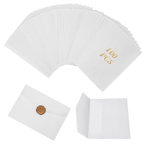 100 vorgefaltete Briefumschläge aus Pergamentpapier mit Wachssiegeln, durchscheinende Postkartenhüllen für Hochzeits- und Veranstaltungseinladungen, 12,7 x 17,8 cm 100 vorgefaltete Briefumschläge aus Pergamentpapier mit Wachssiegeln, durchscheinende Postkartenhüllen für Hochzeits- und Veranstaltungseinladungen, 12,7 x 17,8 cm von Generisch