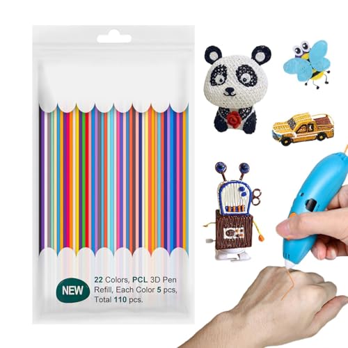 110St 3 Dimensional Druckstift Filament-Nachfüllungen, 3 Dimen Pen Filament Refills 22 Farben, 3 Dimen-Stifte Filament für -Drucker, Stift Filament, Filament Stift, Stiftfilament Flexibles Filame von Generisch