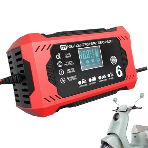 12-V-Autobatterieladegerät, 12-V-Batteriewartungsgerät,6A Automatischer Batterie-Desulfator | LCD-Display Kfz-Ladegerät für Auto-LKW-Rasenmäher-Boots-Marinebatterien 12-V-Autobatterieladegerät, 12-V-Batteriewartungsgerät,6A Automatischer Batterie-Desulfator | LCD-Display Kfz-Ladegerät für Auto-LKW-Rasenmäher-Boots-Marinebatterien von Generisch