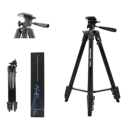 132,1 cm leichtes Stativ, Aluminiumlegierung, tragbares Kamerastativ, Reisestativ für DSLR, Kamera, Telefon, Nutzlast 2 kg von Generisch