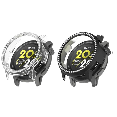 2 Pack Bling Hülle für Coros Pace 3 Cover Hard PC Kristall Diamanten Strass Schutzhülle Bumper Shell Smartwatch ohne Displayschutzfolie (Klar/Schwarz) von Generisch