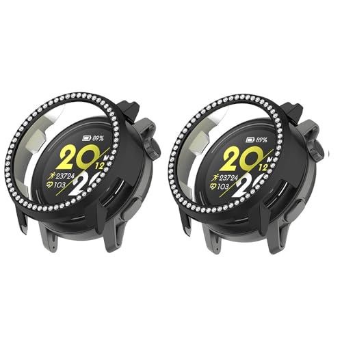 2 Pack Bling Hülle für Coros Pace Pro Cover Hard PC Kristall Diamanten Strass Schutzhülle Bumper Shell Smartwatch ohne Displayschutzfolie (Schwarz/Schwarz) von Generisch