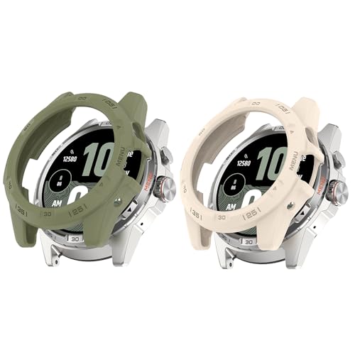 2 Pack Hülle Kompatibel mit TicWatch Atlas, Flexibles TPU Kratzfest Wasserdicht Displayschutzfolie Schutzhülle für TicWatch Atlas (Beige/Grün) von Generisch