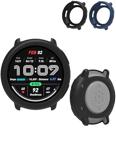 2 Stück,Geeignet für Amazfit Active 2 Schutzhülle Silikon, Wearable Clip-Design passt bequem ohne abzufallen, präzise Löcher, Anti-Fall & Anti-Kratzer, waschbar,Schwarz&Dunkelblau 2 Stück,Geeignet für Amazfit Active 2 Schutzhülle Silikon, Wearable Clip-Design passt bequem ohne abzufallen, präzise Löcher, Anti-Fall & Anti-Kratzer, waschbar,Schwarz&Dunkelblau von Generisch