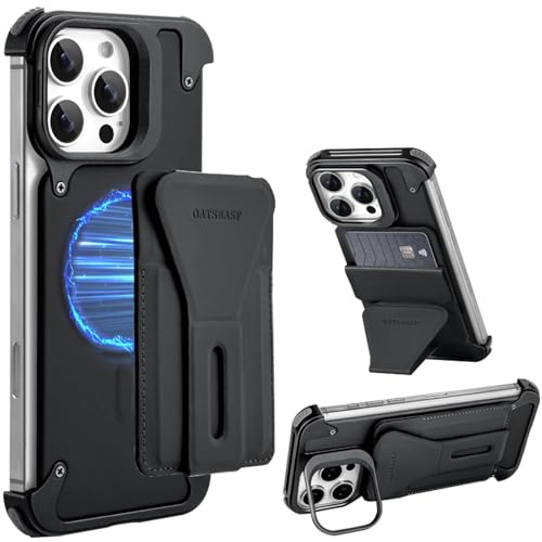 2-in-1-Hülle Für iPhone 16 Pro/16 Pro Max, Rahmenlose Leder-Metallhülle Mit Abnehmbarem Magnetischem Kartenhalter Und Kameraständer,16pro,Black 2-in-1-Hülle Für iPhone 16 Pro/16 Pro Max, Rahmenlose Leder-Metallhülle Mit Abnehmbarem Magnetischem Kartenhalter Und Kameraständer,16pro,Black von Generisch