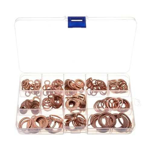 280-teiliger Dichtungssatz aus massivem Kupfer, M5-M20, Dichtungsflachring, Hochdruckreiniger, 12 Größen, for Schraubenbolzen, Hardware-Zubehör von Generisch