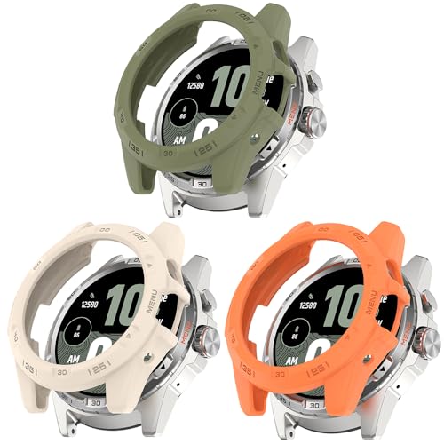 3 Pack Hülle für TicWatch Atlas, Flexible TPU Displayschutzfolie Hülle Kratzfest Cover Schutzhülle Smartwatch (Beige/Grün/Orange) von Generisch