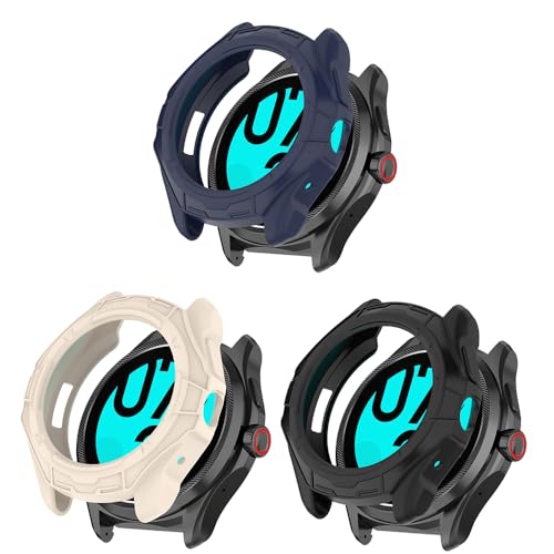 3 Pack Hülle für TicWatch Pro 5, Flexible TPU Displayschutzfolie Hülle Kratzfest Cover Schutzhülle Smartwatch (Beige/Schwarz/Blau) von Generisch