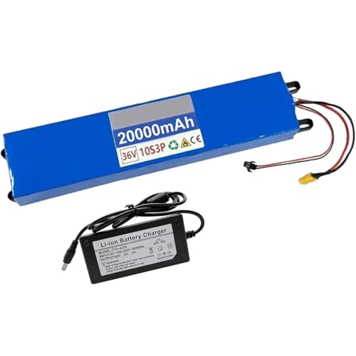 36V 20Ah Lithium Li-ION E-Bike Akku mit BMS Schutz und Ladegerät, kompatibel mit 250W bis 750W Elektrofahrrädern von Generisch