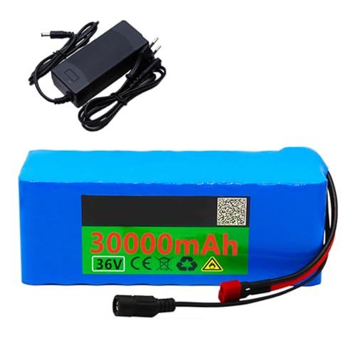 36V 30Ah Lithium E-Bike Akku Pack mit Ladegerät und BMS, kompatibel mit unter 1000W Motor-Kits, T-Steckeranschluss von Generisch