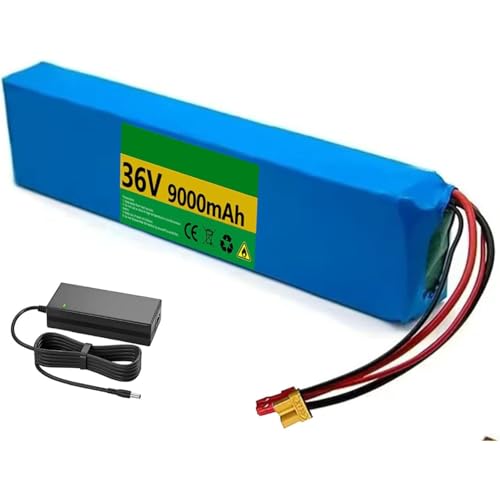 36V 9Ah Lithium Akku Pack für Elektroroller und Fahrräder, inklusive Ladegerät mit XT30- und JST-Anschlüssen, Hochleistungs-Power-Lösung für E-Bikes und Roller von Generisch
