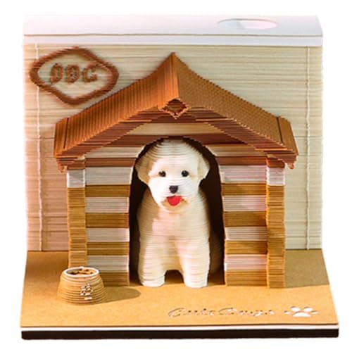 3D Hund Notizblock Kalender 2025, Zeitmesser Kalender 2025 Abreißkalender Nicht Block Kalender Memo 3D Stift inkl von Generisch
