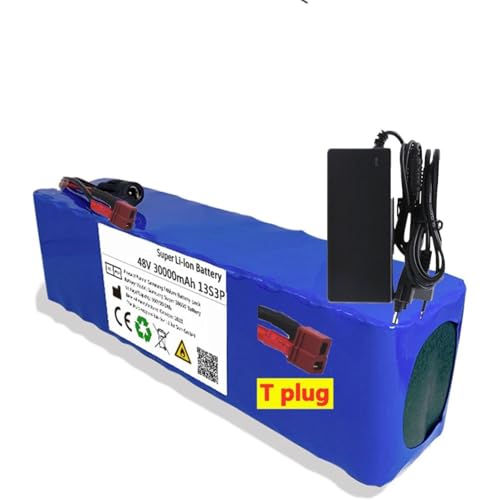 48V 30Ah Lithium-Ionen-Akku mit Ladegerät, eingebauter BMS-Schutz für Elektrofahrradmotor, perfekt für 200W~1000W E-Bikes von Generisch