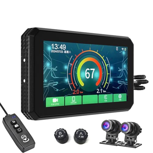 5,5 Zoll Navigation Motorrad Display Bildschirm Reifendrucküberwachung Wireless Carplay A-ndroid Auto Motorrad Monitor IP65 Wasserdicht Loops Aufnahme Parkmonitor mit 2 Kamera 5,5 Zoll Navigation Motorrad Display Bildschirm Reifendrucküberwachung Wireless Carplay A-ndroid Auto Motorrad Monitor IP65 Wasserdicht Loops Aufnahme Parkmonitor mit 2 Kamera von Generisch
