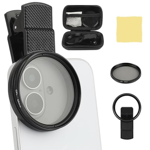 52mm Clip-On CPL Telefon Kameras Filter Kit Clearer HD Hintergrundbeleuchtung Telefon Filter für iPhone Smartphones Zirkular Polarizer Polarisationsfilter Set mit den meisten Handys für Fotografie von Generisch
