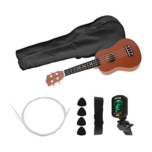 53,3 cm farbige akustische Sopran-Ukulele-Ukulele, Ukulelen-Set, Lindenholz mit Tragetasche, Ukulelengurt, Saiten, Plektren, Stimmgerät von Generisch