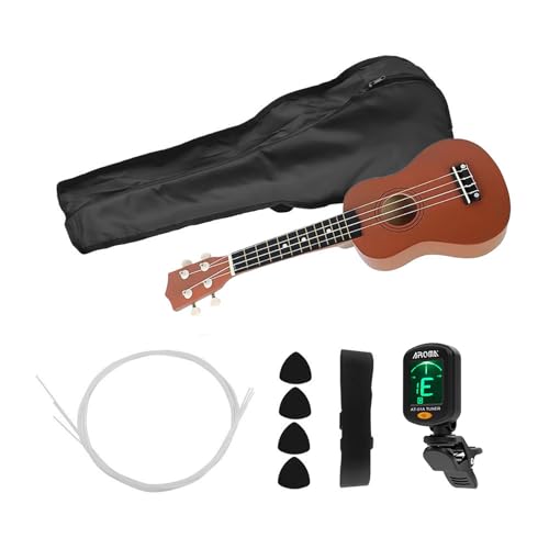 53,3 cm farbige akustische Sopran-Ukulele-Ukulele, Ukulelen-Set, Lindenholz mit Tragetasche, Ukulelengurt, Saiten, Plektren, Stimmgerät von Generisch