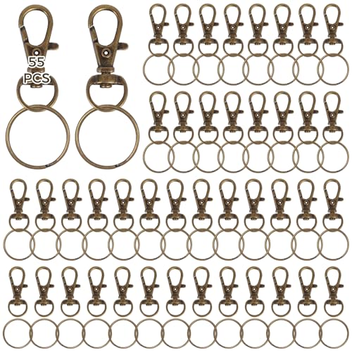 55 bronzefarbene Zinklegierung Schlüsselanhänger-Clips Karabinerverschlüsse und Schlüsselringe für Handwerk und DIY-Projekte von Generisch