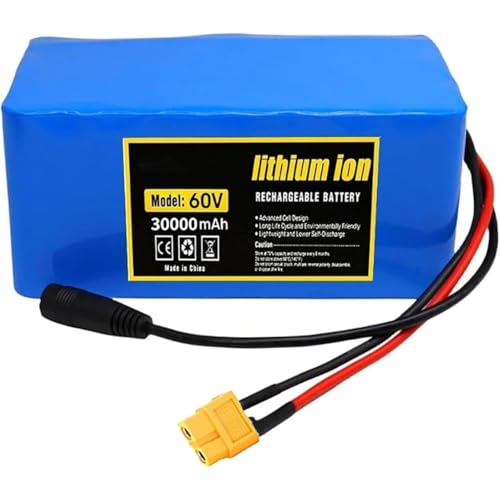 60V 30Ah Lithium E-Bike Akku Pack mit BMS Schutz und Ladegerät, kompatibel mit 200W bis 1000W Elektrofahrradmotoren von Generisch