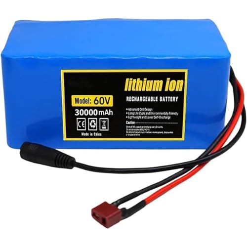 60V 30Ah Lithium E-Bike Akku Pack mit BMS Schutz und Ladegerät, kompatibel mit 200W bis 1000W Elektrofahrradmotoren von Generisch