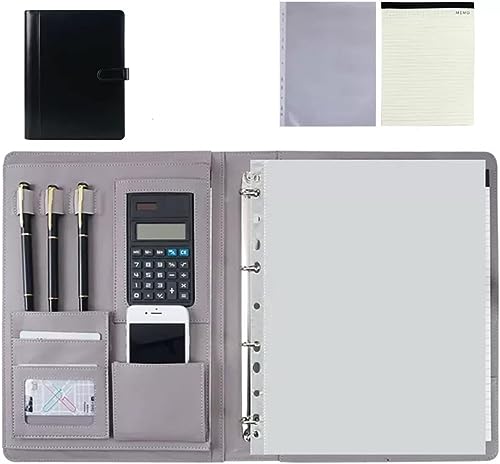 A4 PU Leder Konferenzmappe mit 4 Ringbuch Dokumentenmappe für Business Job Interviews Studenten - Schwarz Professioneller Lebenslaufhalter Trainingsbedarf A4 PU Leder Konferenzmappe mit 4 Ringbuch Dokumentenmappe für Business Job Interviews Studenten - Schwarz Professioneller Lebenslaufhalter Trainingsbedarf von Generisch