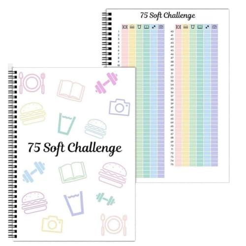 A4 Soft Challenge Planner Notizbuch, Wochen- und Monatskalender, Arbeitsplaner, 75 weiche Herausforderungs-Tracker, Spiralnotizbuch, Organizer, Notizblock, Journal für tägliche Ziele und von Generisch