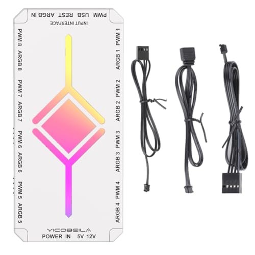 ARGB PWM Fan Hub, 5V 3Pin ARGB 4Pin PWM Hub PC Controller Hub, SATA Power Supply, 8x5V 3Pin ARGBs Connectors, 8x4-pin PWM Fan Connectors,Fans Splitter RGB Hub ARGB PWM Fan Hub, 5V 3Pin ARGB 4Pin PWM Hub PC Controller Hub, SATA Power Supply, 8x5V 3Pin ARGBs Connectors, 8x4-pin PWM Fan Connectors,Fans Splitter RGB Hub von Generisch