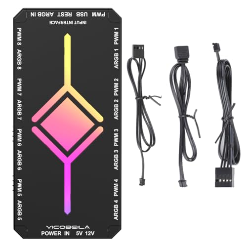 ARGB PWM Fan Hub, 5V 3Pin ARGB 4Pin PWM Hub PC Controller Hub, SATA Power Supply, 8x5V 3Pin ARGBs Connectors, 8x4-pin PWM Fan Connectors,Fans Splitter RGB Hub ARGB PWM Fan Hub, 5V 3Pin ARGB 4Pin PWM Hub PC Controller Hub, SATA Power Supply, 8x5V 3Pin ARGBs Connectors, 8x4-pin PWM Fan Connectors,Fans Splitter RGB Hub von Generisch