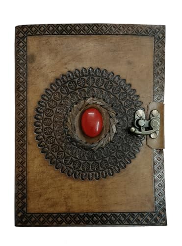 Aashita Creations Handgefertigtes Leder-Tagebuch, geprägt, mit Metallschloss, Größe 15,2 x 20,3 cm, 1001 Aashita Creations Handgefertigtes Leder-Tagebuch, geprägt, mit Metallschloss, Größe 15,2 x 20,3 cm, 1001 von Generisch