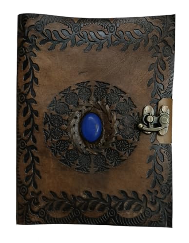 Aashita Creations Handgefertigtes Leder-Tagebuch, geprägt, mit Metallschloss, Größe 15,2 x 20,3 cm, 1003 Aashita Creations Handgefertigtes Leder-Tagebuch, geprägt, mit Metallschloss, Größe 15,2 x 20,3 cm, 1003 von Generisch