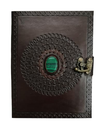 Aashita Creations Handgefertigtes Leder-Tagebuch, geprägt, mit Metallschloss, Größe 15,2 x 20,3 cm, 1004 Aashita Creations Handgefertigtes Leder-Tagebuch, geprägt, mit Metallschloss, Größe 15,2 x 20,3 cm, 1004 von Generisch