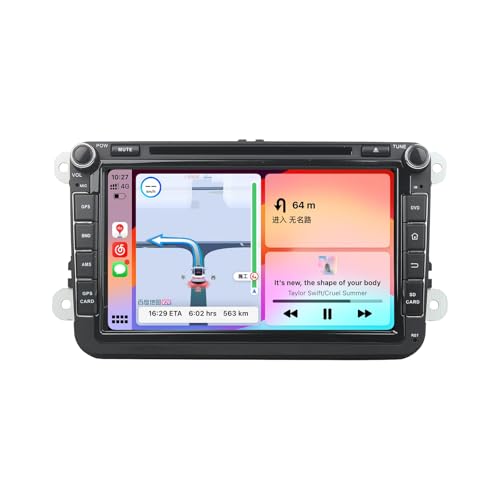 Android-Autoradio für VW-Serie Beetle Bora Caddy Golf B5/B6 T5 Polo Universal Aftermarket Stereo-Upgrade mit GPS-Radio WiFi 4G LTE Carplay (8GB+256GB) von Generisch