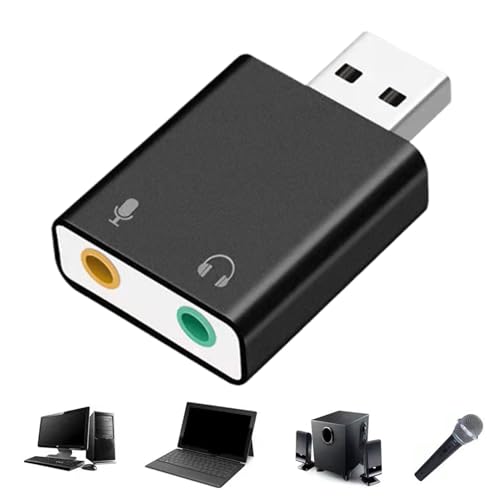 Audiokarte Adapter - USB, USB Sound Card, 3,5 mm -Audioadapter | Keine Fahrer benötigt. Zubehör für Audiokarte, Laptop - -Karten, Schreibtischcomputer Audiokarte Adapter - USB, USB Sound Card, 3,5 mm -Audioadapter | Keine Fahrer benötigt. Zubehör für Audiokarte, Laptop - -Karten, Schreibtischcomputer von Generisch