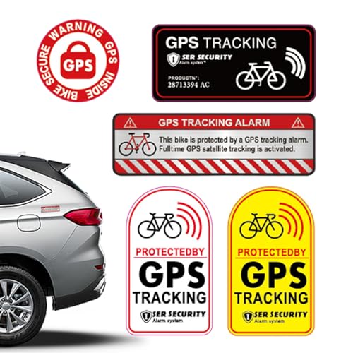 Autoaufkleber Warnung, Fahrrad-Diebstahlschutzaufkleber | Warn-Diebstahl-Dashcam-Set - Wasserdichtes Anti-Diebstahl-GPS-Tracking-Aufkleber-Set für Wohnmobile, LKWs, Autos, SUVs von Generisch