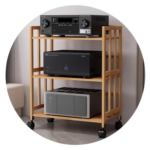 Bambus-AV-Regal mit Rädern, 3-stöckiges Medien-Aufbewahrungsregal für Audio-Geräte, Plattenspieler, Verstärker, Drucker, Holz-Finish, 70 x 38 x 88 cm, stilvoll und funktional Bambus-AV-Regal mit Rädern, 3-stöckiges Medien-Aufbewahrungsregal für Audio-Geräte, Plattenspieler, Verstärker, Drucker, Holz-Finish, 70 x 38 x 88 cm, stilvoll und funktional von Generisch
