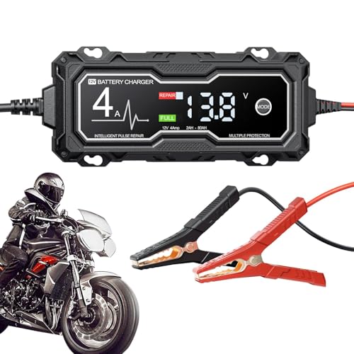 Batterieladegerät und Batteriehalter für Motorrad, Batterieladegerät | mit automatischem Smart Trickle LED-Display | Erhaltungsladegerät für Autobatterien, schwimmendes Ladegerät von Generisch