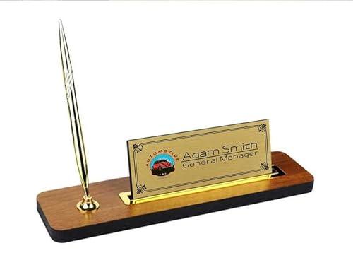 Ayasofya Kristal Benutzerdefiniertes hölzernes Nussbaum Schreibtisch Namensschild, neues Job-Geschenk, klassisch elegant, braun, inklusive goldfarbenem Stift von Generisch