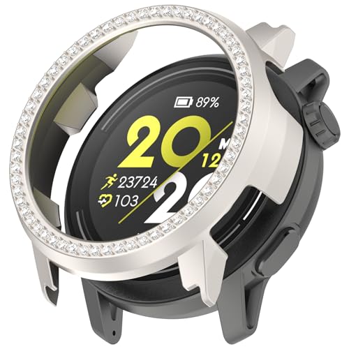 Bling Hülle Kompatibel mit Coros Pace Pro Cover Hard PC Kristall Diamanten Strass Schutzhülle Bumper Shell Smartwatch Ohne Displayschutzfolie (Beige) von Generisch