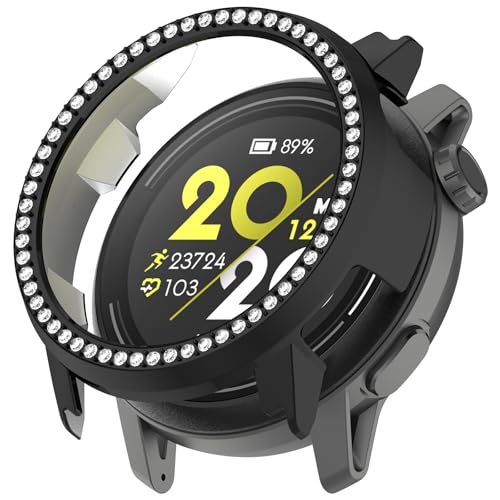 Bling Hülle Kompatibel mit Coros Pace Pro Cover Hard PC Kristall Diamanten Strass Schutzhülle Bumper Shell Smartwatch Ohne Displayschutzfolie (Schwarz) von Generisch
