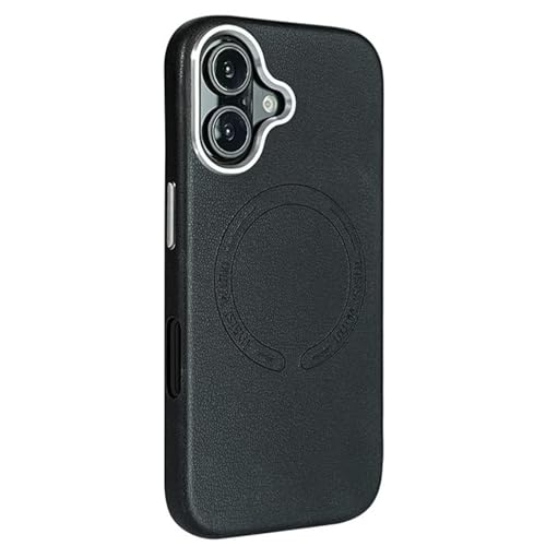 Business-Cover Für iPhone 16/16 Pro/16 Plus/16 Pro Max, Lederhülle Mit Magnetischer Saugnapfhalterung Und Dünnem Faserfutter, Schutz Durch Metallknöpfe,16pro,Black von Generisch