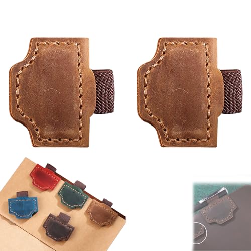 BygoneMark Magnetic Leather Bookmark with Pen Holder - Personalized Travels for Journals, Notebooks & Gifts, Custom Leather Pen Loop (Brown,2Pcs) von Generisch