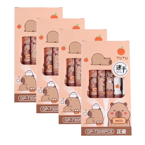 Capybara Stifte - 24stk Einziehbare Capybara Gelstift Set, Niedlich Tier Kugelschreiber, Schnelltrocknende Tintenstifte, Capybara Stifte 0,5mm Feine Spitze Tinte Stifte Schulbedarf Schreibwaren von Generisch